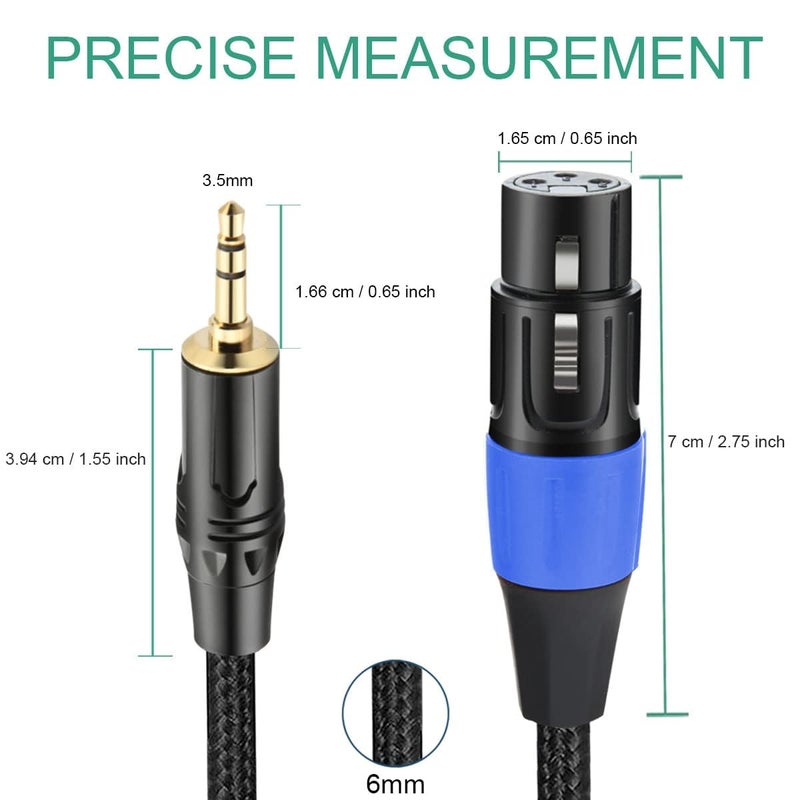 JOMLEY كابل JOMLEY XLR إلى 3.5 مم بطول 6.6 قدم، XLR أنثوي غير متوازن عادي إلى جاك ستيريو 1/8 بوصة كابل ميكروفون لالهاتف المحمول، الكمبيوتر المحمول، السماعة، الخلاط - Image 3